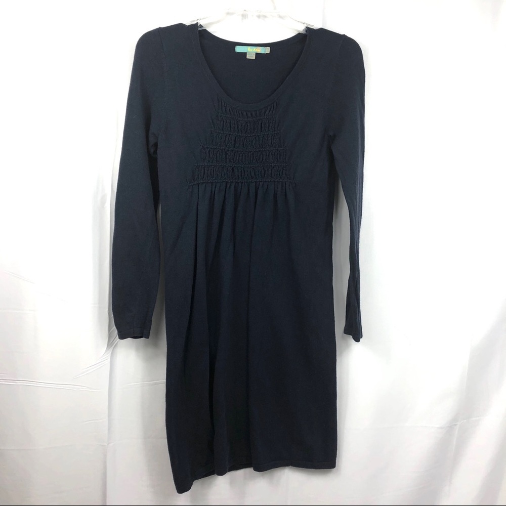 Boden Navy Blue Smocked Long Sleeve Knit Dress 4R